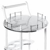 Fabulaxe Round Wood Serving Bar Cart Tea Trolley w/2 Tier Shelves and Rolling Wheels, Silver, White and Gray QI003779.GY